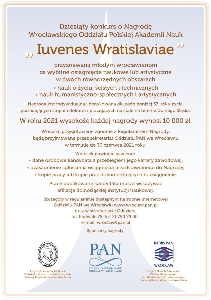 Dziesiąty konkurs o Nagrodę Wrocławskiego Oddziału Polskiej Akademii Nauk Iuvenes Wratislaviae