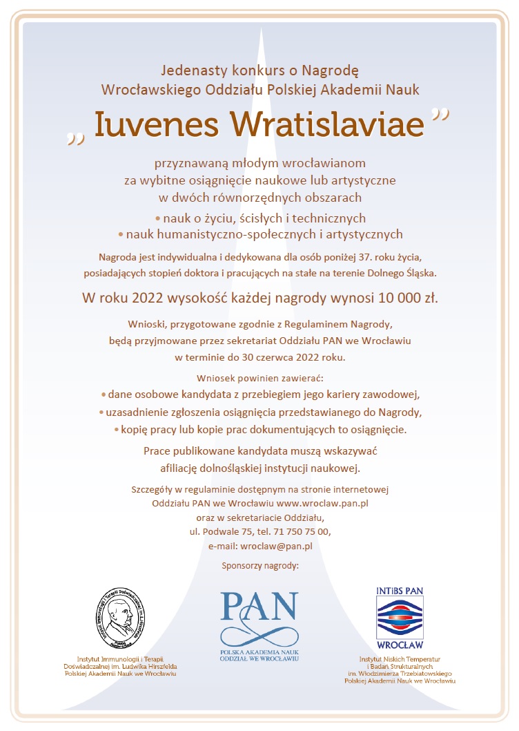 XI Nagroda Wrocławskiego Oddziału Polskiej Akademii Nauk Iuvenes Wratislaviae